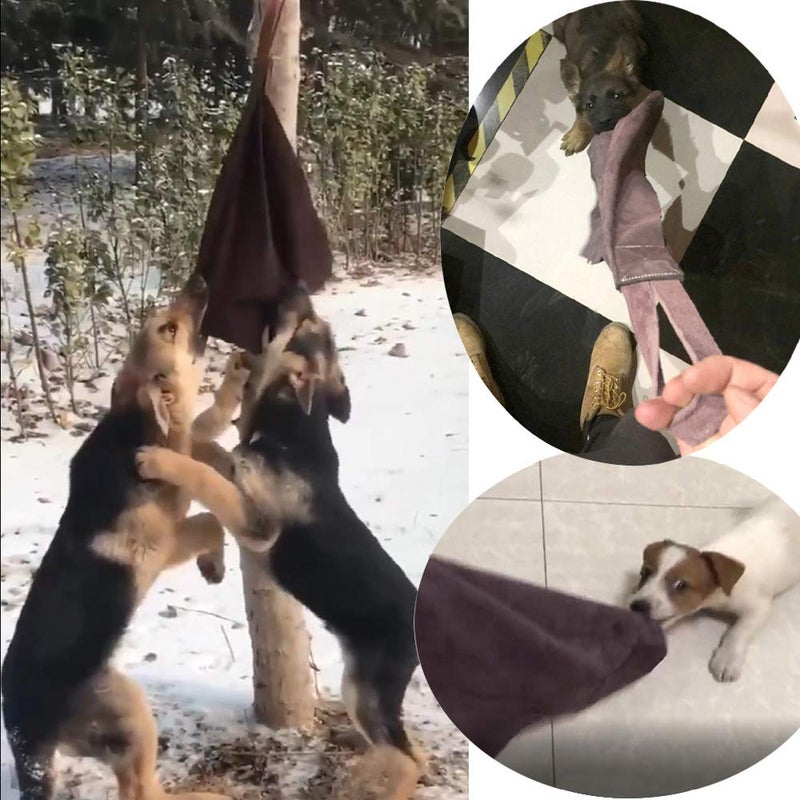 Storystore Leather Puppy Bite Rag Dog Tug Toy with Handle Tug of War Dog Toy Interactive Toys Toys for Small Medium Large Dogs Grip Development, Police K9 Training and Bite Inhibition - Image 2